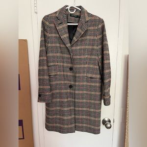 Lauren Ralph Lauren single breasted reefer coat sienna plaid size 6